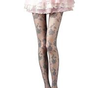 YUEZHAN Strapsstrümpfe Halterlose Strümpfe Damen Strümpfe Mode Muster Tight Spitze Strumpfhose Sexy Durchsichtig Strümpfe Glänzend Stretchy Goth Party Tight Gray