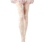 YUEZHAN Strapsstrümpfe Halterlose Strümpfe Damen Strümpfe Mode Muster Tight Spitze Strumpfhose Sexy Durchsichtig Strümpfe Glänzend Stretchy Goth Party Tight White