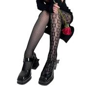 YUEZHAN Strapsstrümpfe Halterlose Strümpfe Frauen Sexy Gothic Netz Strumpfhosen Muster Mesh Strümpfe Unten Strumpfhosen Abspiel Karten