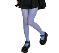 YUEZHAN Strapsstrümpfe Halterlose Strümpfe Mode Blume Stickerei Mesh Hollow Out Sexy Strumpfhose Frauen Fischernetz Strumpfhosen Cool Mädchen Farbige Hipster Strumpfhose Größe Blau