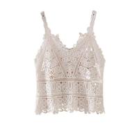 YUEZHAN Tanktops Baumwoll Häkel-Tank-Top Sexy Gestricktes Hohles Weste Crop Top Für Damen Backless-Kleidung Eine Größe Weiß