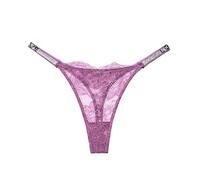 YUEZHAN Unterhosen Höschen Glänzende Strass Spitze Schlanke T-Hose Ultra Dünne Sexy Damen Tanga L Pink Lila