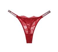YUEZHAN Unterhosen Höschen Glänzende Strass Spitze Schlanke T-Hose Ultra Dünne Sexy Damen Tanga M Rot