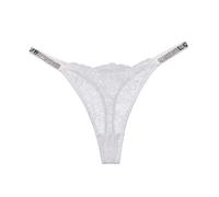 YUEZHAN Unterhosen Höschen Glänzendes Strass Spitze Schlanke T-Hose Ultra Dünne Sexy Damen Tanga M Weiß