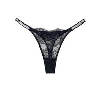 YUEZHAN Unterhosen Höschen Glänzendes Strass Spitze Schlanke T-Hose Ultra Dünne Sexy Damen Tanga S Schwarz