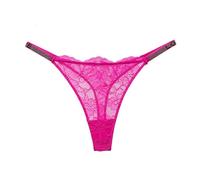 YUEZHAN Unterhosen Höschen Schlanke T-Hose Mit Strass Glänzender Spitze Ultra Dünner Sexy Damen Tanga M Fluor Zieren des Puder