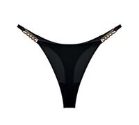 YUEZHAN Unterhosen Höschen Sexy Diamant Besetzt Kette Metall Verzierungen T-Hose Für Frauen Mit Verführeri Scher Hüfte Mit Niedriger Taille EIS Seide Hohe Gabel Tanga M Schwarz