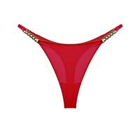 YUEZHAN Unterhosen Höschen Sexy Diamant Besetzt Kette Metall Verzierungen T-Hose Für Frauen Mit Verführeri Scher Hüfte Mit Niedriger Taille EIS Seide Hohe Gabel Tanga M Rot