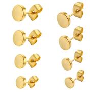 YUFFQOPC 4 Paare G23 Titanium Ohrstecker Hypoallergen für Damen Mädchen Herren Gold Ohrstecker Runde Scheibe Ohrringe für Empfindliche Ohren 3/4/5/6mm