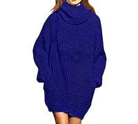 YUGSHNKFC Loses Rollkragenpullover für Damen in Übergröße, langes Pullover Pullover Kleid Loses Rollkragenpullover für Damen in Übergröße