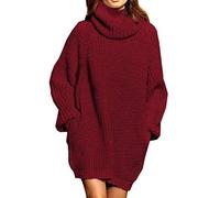 YUGSHNKFC Loses Rollkragenpullover für Damen in Übergröße, langes Pullover Pullover Kleid Loses Rollkragenpullover für Damen in Übergröße