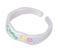 YUGSHNKFC Schöne Cartoon Dinosaurier Graffiti Ringe, verstellbare Größe mit bunten Sterndekorationen für Mädchen, Modeschmuck, Legierungs Cartoon Ringe