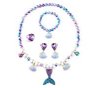 YUGSHNKFC Schwanz Halsketten Armband Set, Schmuck für Mädchen, | Geburtstagsgeschenk, Prinzessinnenschmuck für / Kind / Mädchen, süße Mädchenperlen, Fischschwanz,