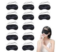 YUGUOLAN 12 Stück Schlafmaske Herren, Damen, Kinder - Schwarz - Polyester-Mischung, Baumwolle - Verstellbarer Riemen, Vollständiger Blackout, Bindegürtel