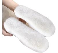 YUGWNN Kaninchenfell-Imitat Felleinlagen Schuhe Wintersohlen für Damen und Herren,Weiche Flauschige Dicke Einlegesohlen für Gummistiefel Arbeitsschuhe Schneestiefel Hausschuhe 3 Paar - gebrochenes Wei