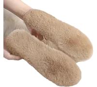 YUGWNN Kaninchenfell-Imitat Lammfell Einlegesohlen Wintersohlen für Damen und Herren,Weiche Flauschige Dicke Einlegesohlen für Gummistiefel Arbeitsschuhe Schneestiefel Hausschuhe 3 Paar - Kaffeefarbe-