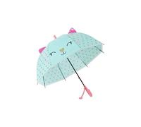 Yuhu Kinder Regenschirm 3D mit Tiermotiv Transparent Automatik Stockregenschirm ab 3 Jahren leicht stabil Fiberglasgestell 66 cm Höhe 69 cm Durchmesser (Katze)