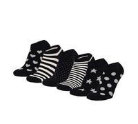 Yuhu Mädchen Sneaker Socken 6er Pack, Kurzsocken Kinder mit Herzen Punkten und Sternen, Sneakersocken Set für Alltag und Sport (DE/NL/SE/PL, Numerisch, 23, 26, Regular, Schwarz)