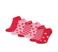 Yuhu Mädchen Sneaker Socken 6er Pack, Kurzsocken Kinder mit Herzen Punkten und Sternen, Sneakersocken Set für Alltag und Sport (DE/NL/SE/PL, Numerisch, 35, 38, Regular, Rot)