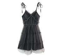 Yujun Alt Girl Dunkel Gothic Mesh Kleid Frauen Fairy Grunge Vintage Punk Trägerlos Hohe Taille Kleider Harajuku Mall Goth Emo Alt Partywear