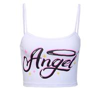 Yujun Frauen Engel Brief Gedruckt Tees Sommer Kurzarm T-Shirts Mode Slim Crop Top Casual Outdoor Dance Knot Kurze Tops 2020 Neue