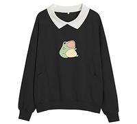 Yujun Frosch Sweatshirt Grafik Ästhetische Übergröße Kleidung Harajuku Baumwolle Pullover Feminino Hoodies mit Tasche Kawaii Hoodie für Mädchen