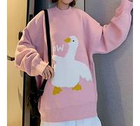 Yujun Koreanischer Stil Kawaii Cartoon Gans Print Strickpullover Frauen Harajuku Oversize Rundhals Langarm Pullover Pullover