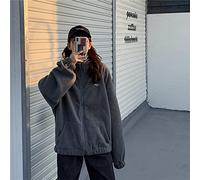 Yujun Reißverschluss Hoodie Frauen Loose Plus Fleece Sweatshirt Taschen Brief Beiläufig übergroßen Harajuku Streetwear Womens Tops Kleidung Trendy