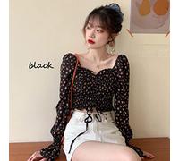 Yujun Rüschen Floral Top Bluse Puffärmel Crop Top Frauen Lace Up Chiffon Shirt Schulterfrei Casual Damen Korean Fashion Neu