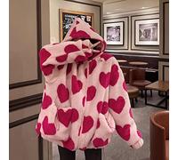 Yujun Y2k Harajuku Herzförmige Druck Plüsch Jacke Frauen Winter Koreaner Große Größe Langarm Mit Kapuze Mantel Dicke Warme Paar Streetwear