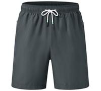YuKaiChen Herren Badehose Badeshorts Wasserabweisend Schnelltrocknende Schwimmhose Boardshorts mit Reißverschlusstasche Tunnelzug für Sport Strand