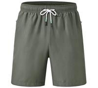 YuKaiChen Herren Badehose Schnelltrocknende Strandshorts Sommer Schwimmhose mit Reißverschlusstasche und Meshfutter für Schwimmbad Strand