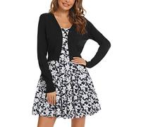 Yukiuiny Damen Kurze Strickjacke Langarm Elegant Festlich 50er Jahre Bolero für Kleid Weiche Jacke mit Knöpfe,Schwarz,XXL