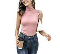 Yukiuiny Damen Rolli Top Elegant Rollkragenshirt ohne Ärmel Dünn Leicht Unterziehrolli Dehnbar Basic Jersey Weste Slim Fit