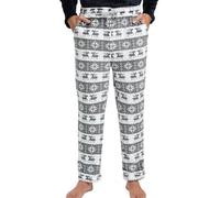 Yukiuiny Herren Fleece Schlafhose Lange Weihnachten Pyjamahose mit Taschen Kordelzug Weiche Warme Flanellhose Hellgrau,M