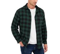 Yukiuiny Herren Holzfällerhemd Herren Baumwolle Langarm Kariertes Flanellhemd Locker Fit Leicht Luftig Freizeithemd grün-schwarz,XL