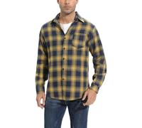 Yukiuiny Holzfällerhemd Herren 100% Baumwolle Langarm Dünn Kariert Flanellhemd mit Brusttasche Locker Freizeithemd gelb,XL