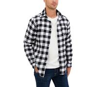 Yukiuiny Karohemd Herren Baumwolle Langarm Kariertes Holzfällerhemd Leicht Dünn Flanellhemd Casual Westernhemd weiß-schwarz,3XL