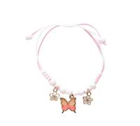 Yuko B - Kordelarmband für Kinder - Armband mit Anhänger Schmetterling Rosa - verstellbares Armband für Kinder - Schmuck für Mädchen, Pe, Polyester, Kein Edelstein