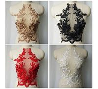 Yulakes 1PCS 3D Stickerei Spitze Applikation,Gestickte Spitze Ausschnitt Blumen Strass Tüll Besatz Besetzter,Spitzenapplikation Blumenstickerei Patch für DIY Ausschnitt Hochzeit Brautkleid (Bronze)