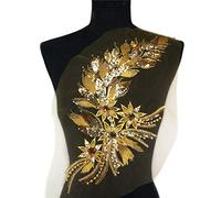 Yulakes 1PCS Pailletten Federschwanz Applikationen Aufnäher Bügelbild Aufbügler Bügeleisen auf Patches Pailletten-Stickerei Applikation für Kleidung zum Aufnähen DIY Design Verzierungen (Gelb)