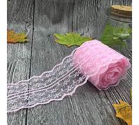 Yulakes 20 Meters Vintage Spitzenbordüre 4.5cm Breite, Spitzenbordüre Spitzenborte Spitzenband ，Dekorband, Handwerk, Schleifband (rosa)