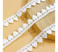 Yulakes 5 Yards Weiße Stickerei Spitzenband Herz wasserlösliche Spitze Trim Spitzenborte Nähstoff DIY Kleidung Kleidung Zubehör 1cm