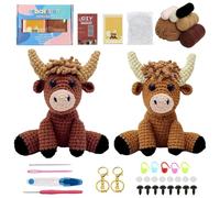 YuLiMirich 2 Stück Häkeln für Anfänger, Tiere Häkelset, Kalb Strickset, Erwachsene Kinder Häkelnadel Set für Anfänger, Süße Gehäkelte Kalb, Wunderbar Kreative Geschenke