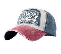 YULOONG Classic Baseball Cap 100% Baumwolle Vintage Washed Denim Dad Hat Verstellbare Größe für Männer Frauen Unisex (Rot A)