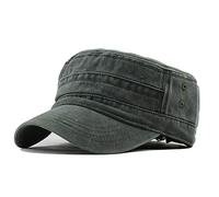YULOONG Military Cap Vintage Washed Denim Army Caps Baumwolle Flat Top Cap Outdoor Sports Casual Sonnenhut Einstellbare Größe für Männer Frauen (A-Grün)