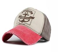 YULOONG Vintage-Baseballmütze Gewaschener Denim Modisches Ankermuster Outdoor-Sonnenhut für Männer und Frauen 100% Baumwolle E
