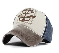 YULOONG Vintage-Baseballmütze Gewaschener Denim Modisches Ankermuster Outdoor-Sonnenhut für Männer und Frauen 100% Baumwolle A