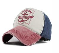 YULOONG Vintage-Baseballmütze Gewaschener Denim Modisches Ankermuster Outdoor-Sonnenhut für Männer und Frauen 100% Baumwolle C