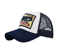 YULOONG Vintage Half Mesh Baseball Cap Stickerei Western Washed Denim Trucker Cap Cotton Sun Hat Adjustable Unisex Blau